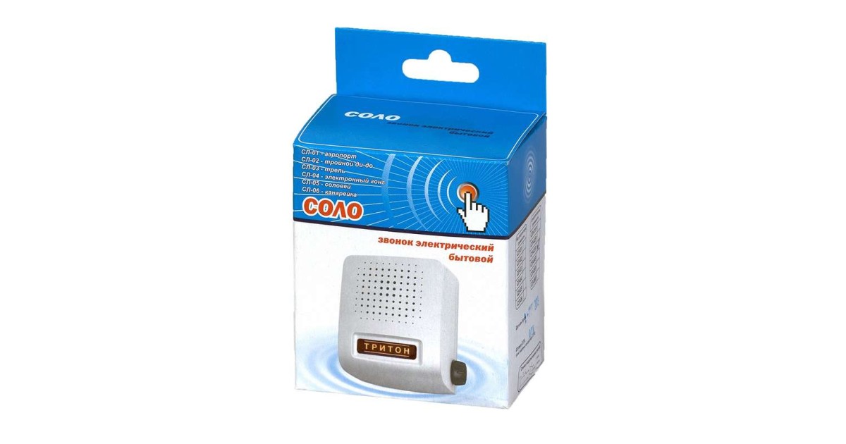 Купить Звонок проводной Соло электрон. гонг регул. громкости 220В 80-90дБА бел. СЛ-04Р Тритон оптом в Москве