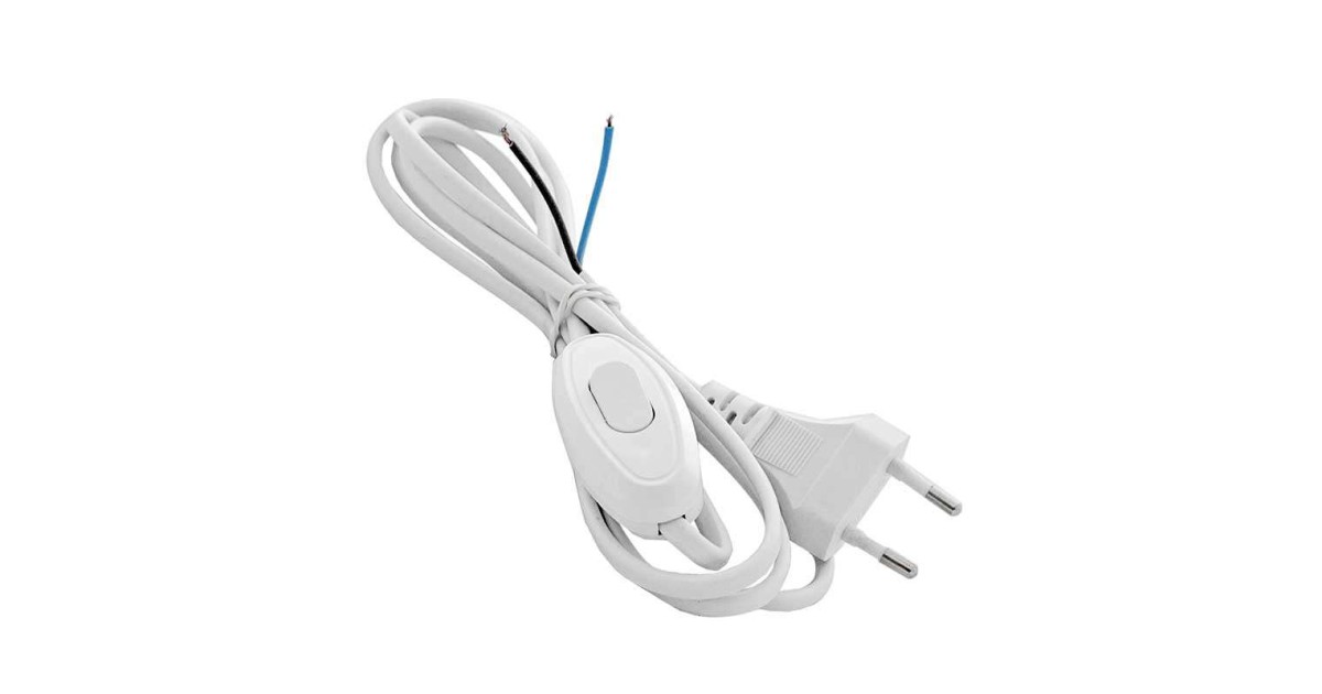 Купить Шнур с электр. вилкой и прох. выкл. 1.7м (ШВВП-ВП 2х0.75) бел. А1060 UNIVersal оптом в Москве