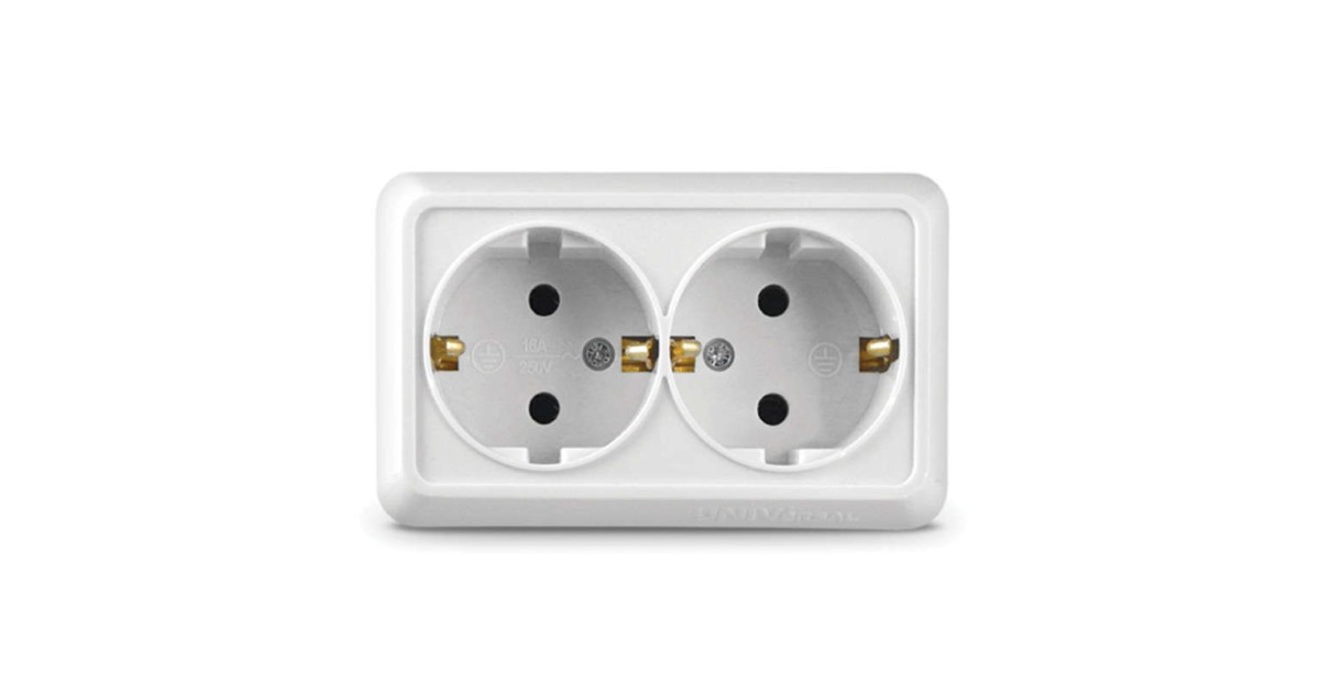 Купить Розетка 2-м ОП Олимп 16А IP20 с заземл. бел. О0128 UNIVersal оптом в Москве