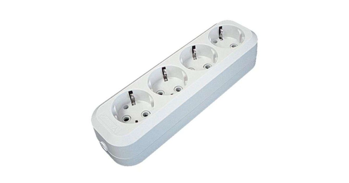 Купить Колодка удлинителя 4-м с заземл. АБС-пластик E304 UNIVersal оптом в Москве