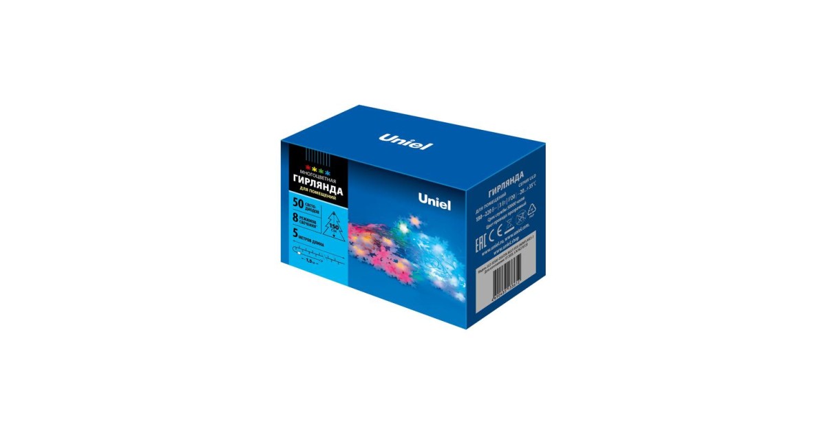 Купить Гирлянда LED "Снежинки-3" ULD-S0500-050/DTA MULTI IP20 SNOWFLAKES-3 5м 50 диодов разноцвет. свет провод прозр. Uniel UL-00007195 Uniel оптом в Москве