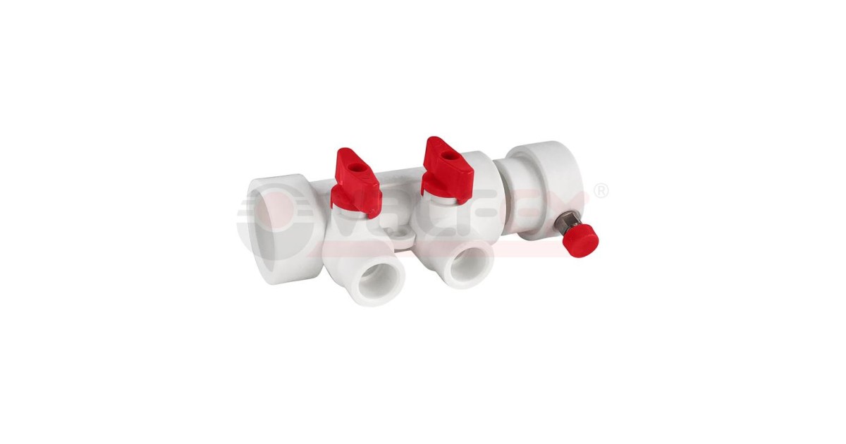 Купить Коллектор PPR с отсечными красн. кранами и воздух-ком 40х20 8 выходов (15/1) бел. K VALFEX 111134008R VALFEX оптом в Москве