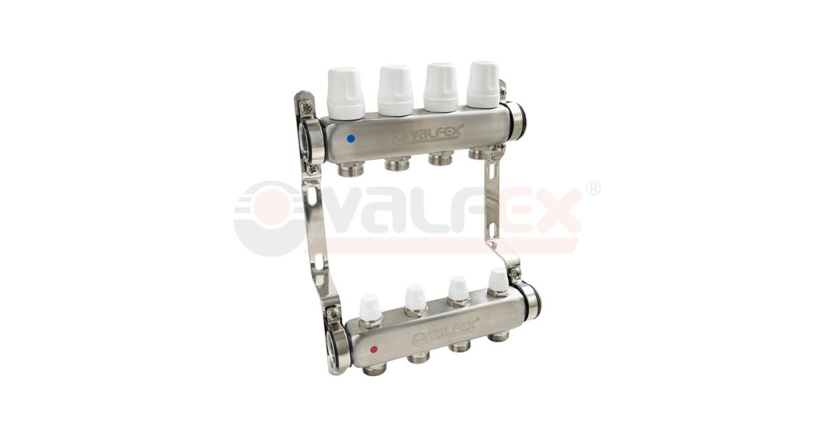 Купить Блок коллекторов 1дюйм х 8 вых. евроконус 3/4дюйм с ручн. регулир. клапан. нерж. сталь (2) К VALFEX VF.582.0608 VALFEX оптом в Москве