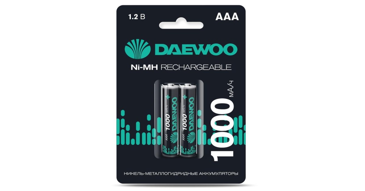 Купить Аккумулятор AAA/HR03 1.2В 1000мА.ч Ni-MH BL-2 (уп.2шт) 5043176 DAEWOO оптом в Москве