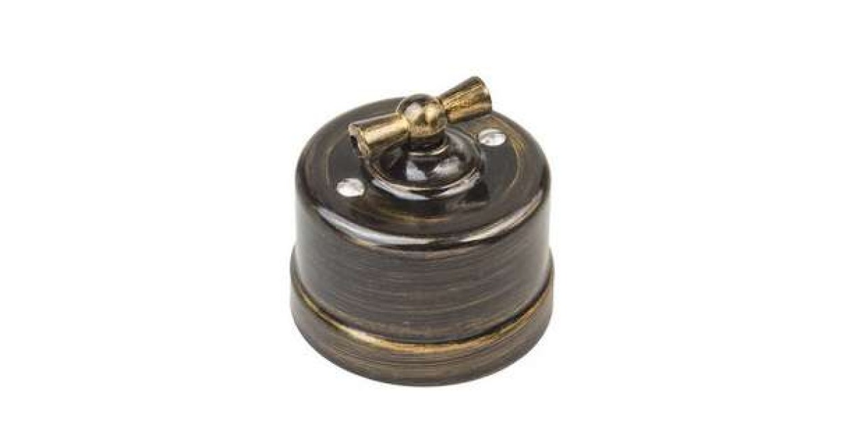 Купить Выключатель поворотный 2-кл. ОП Лизетта 10А IP20 ретро 4 полож. ABS-пластик бронз. B1-202-25 Bironi оптом в Москве