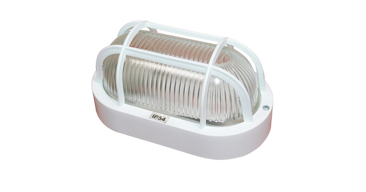 Купить Светильник "Банник" 1402 НПП 03-60-022 IP54 овал малый с решеткой бел. пласт. ГИ 1005500884 Элетех оптом в Москве