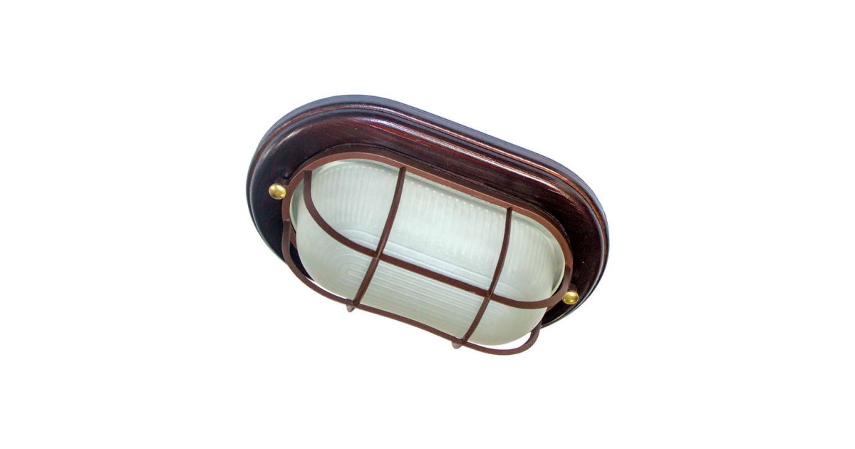 Купить Светильник НПП 03-60-022 "Самарканд" 1402 IP65 овал малый матов./корпус с решеткой дерево венге (инд. упак.) 1005500983 Элетех оптом в Москве