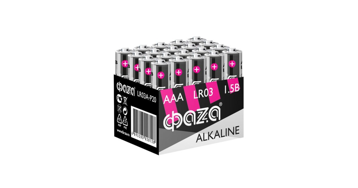 Купить Элемент питания алкалиновый AAA/LR03 1.5В Alkaline Pack-20 (уп.20шт) 5028128 ФАZА оптом в Москве