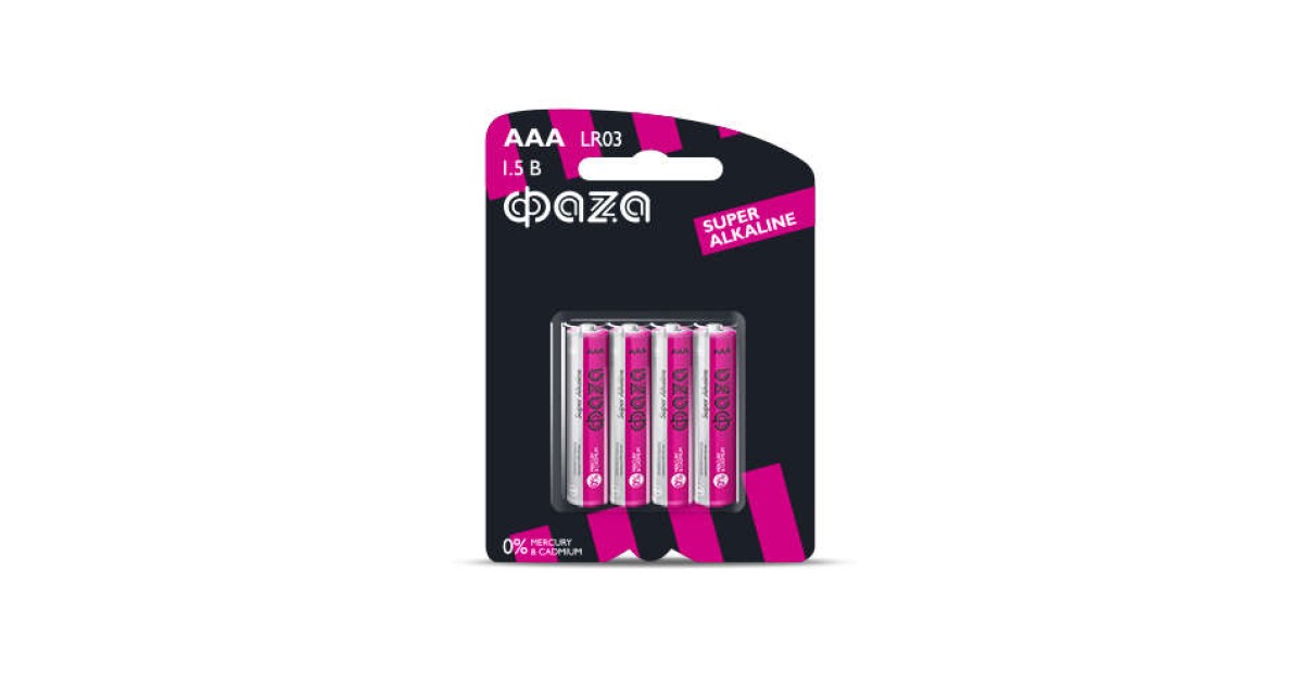 Купить Элемент питания алкалиновый AAA/LR03 1.5В Super Alkaline BL-4 (уп.4шт) 5000254 ФАZА оптом в Москве