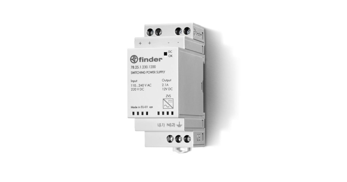 Купить Источник питания импульсный вход 110...240В AC / выход 24В DC 25Вт модульный 35мм IP20 782512302400 FINDER оптом в Москве