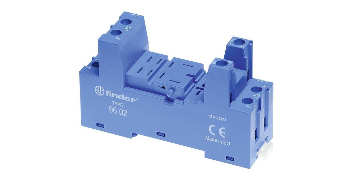 Купить Розетка с винт. клеммами (с зажимной клетью) для реле 56.32 модули 86.30 99.02 в комплекте металлич. клипса 094.71 син. 9602SMA FINDER оптом в Москве