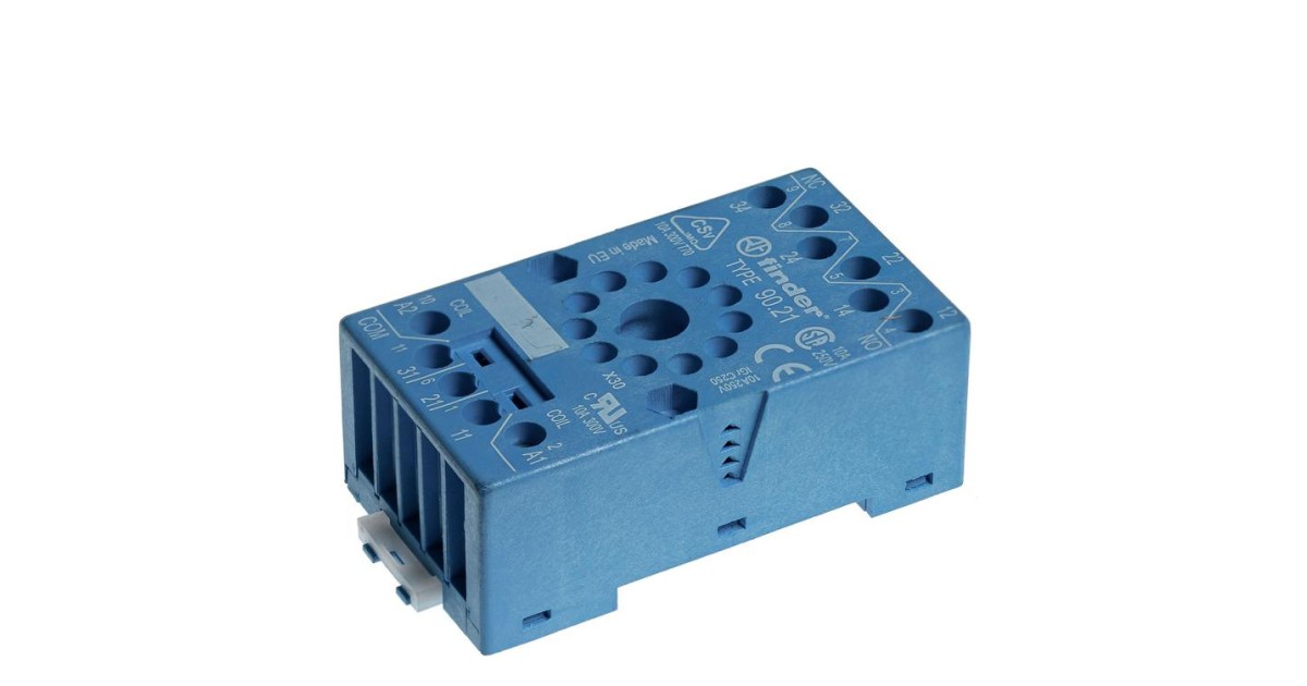 Купить Розетка с винт. клеммами (с зажимной клетью) для реле 60.13 таймера 88.02 модули 99.01 в комплекте металлич. клипса 090.33 син. 9021SMA FINDER оптом в Москве