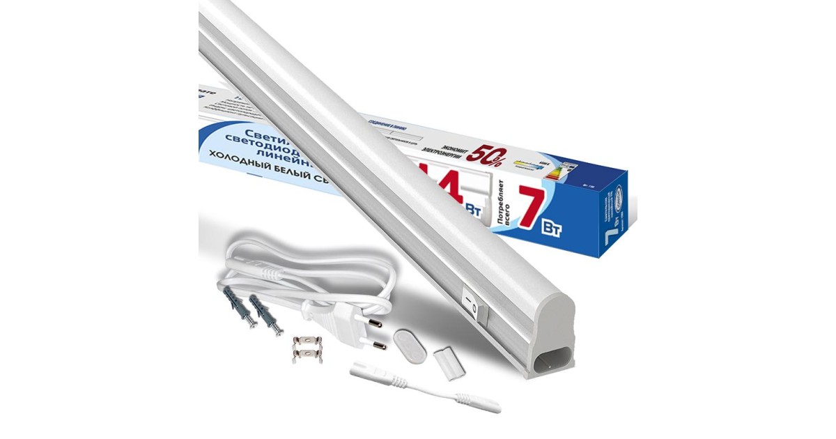 Купить Светильник светодиодный ILED-COCB-СПБТ5-600-7-630-230-6.5-IP40 7Вт 6500К IP40 630лм 230В 600мм СПБ Т5 линейный 1568 IONICH оптом в Москве