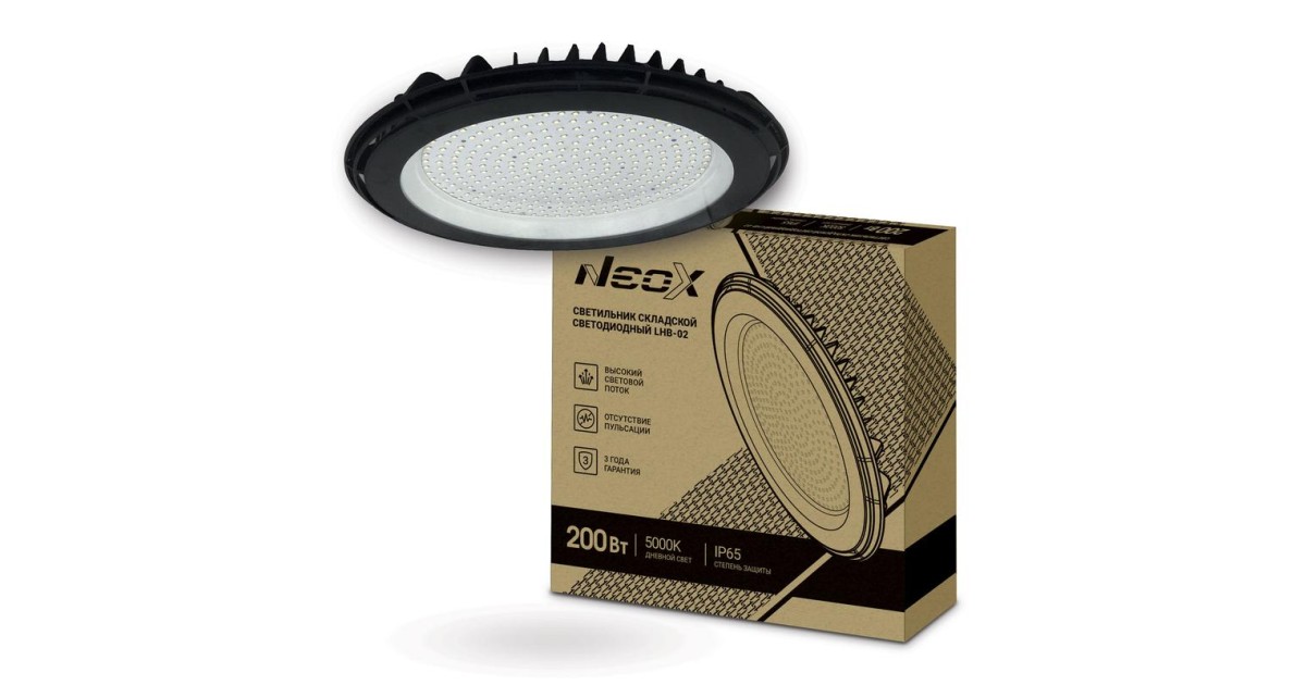 Купить Светильник светодиодный складской LHB-02 200Вт 120гр 230В 5000К 21000лм 105лм/Вт IP65 без пульсации 4690612042640 NEOX оптом в Москве