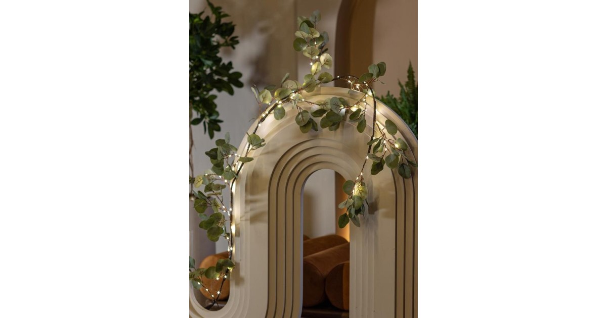 Купить Гирлянда светодиодная "Ветвь эвкалипа" 1.8м 96LED тепл. бел. IP44 6ч таймер провод корич. 80см КОСМОС KOC_INT-B127 Космос оптом в Москве