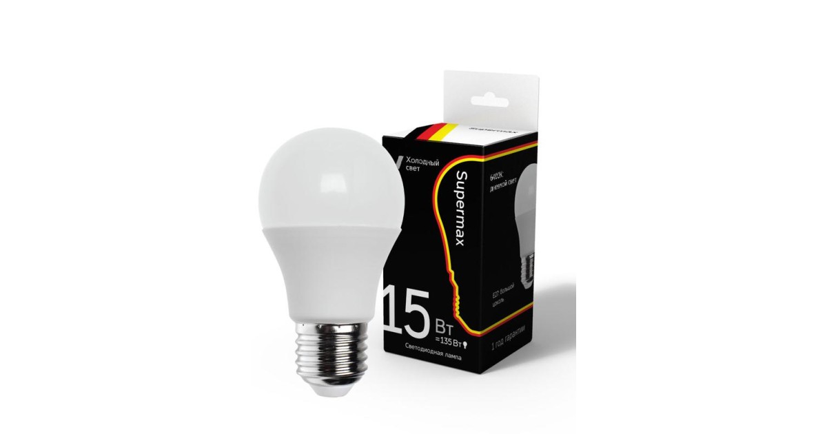 Купить Лампа светодиодная Supermax А60 15Вт стандарт 6400К E27 230В КОСМОС Sup_LED15wA60E2764 Космос оптом в Москве