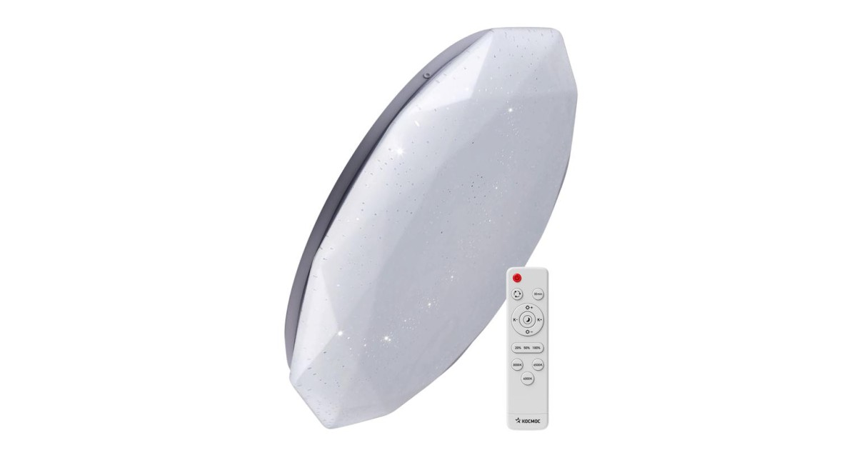 Купить Светильник светодиодный PREMIUM DIAMOND 55Вт 230В 3000-6500К 4400лм IP40 350х90мм настенно-потолоч. управляемый с пультом ДУ КОСМОС KSDiam55W Космос оптом в Москве