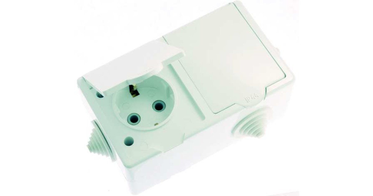 Купить Розетка 2-м ОП РА16-759 16А IP44 с заземл. ПГ бел. Кунцево 5907 Кунцево-Электро оптом в Москве