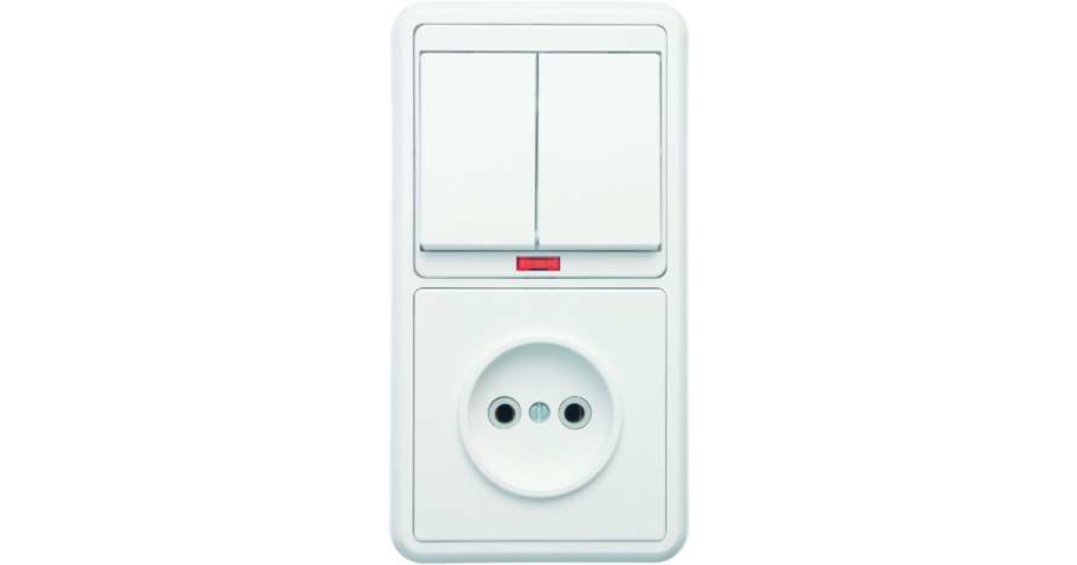 Купить Блок БКВР-213 Бэлла (2-кл. выкл. с инд. + розетка) бел. Кунцево 5829 Кунцево-Электро оптом в Москве