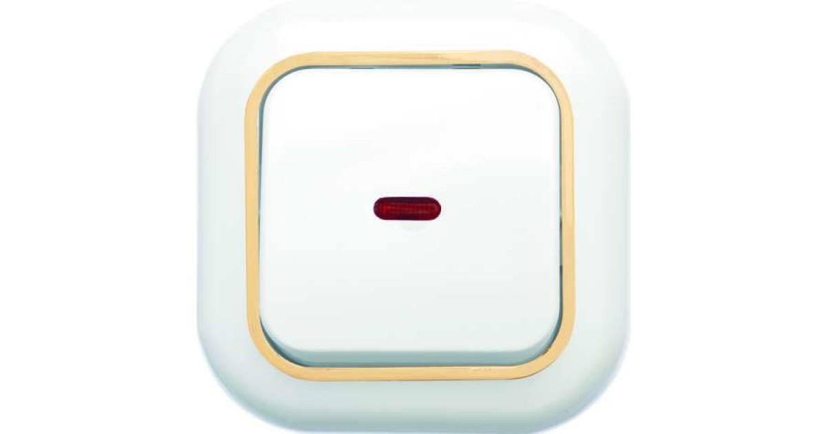 Купить Выключатель 1-кл. СП Валентина 10А IP20 С16-068 с индикацией бел./зол. Кунцево 7646 Кунцево-Электро оптом в Москве