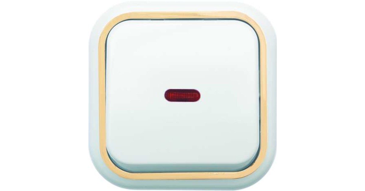 Купить Выключатель 1-кл. ОП Валентина 10А IP20 А16-054 с индикацией бел./зол. Кунцево 7633 Кунцево-Электро оптом в Москве