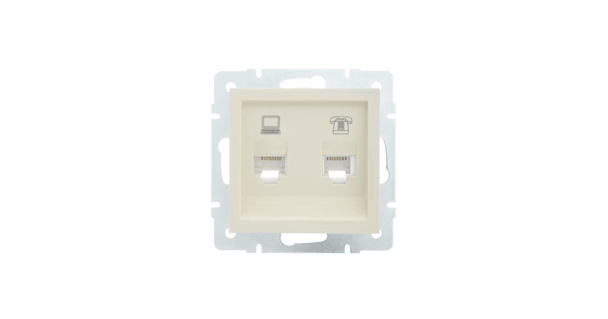 Купить Розетка компьютерная + телефонная 1-м СП Vesna механизм крем. 742-0388-143 Lezard оптом в Москве