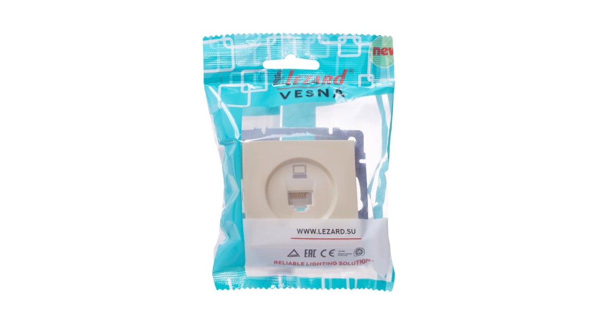 Купить Розетка компьютерная 1-м СП Vesna механизм крем. 742-0388-139 Lezard оптом в Москве