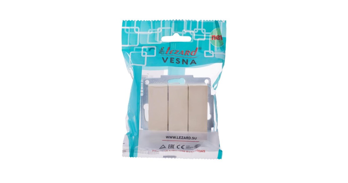 Купить Выключатель 3-кл. СП Vesna механизм крем. 742-0388-109 Lezard оптом в Москве