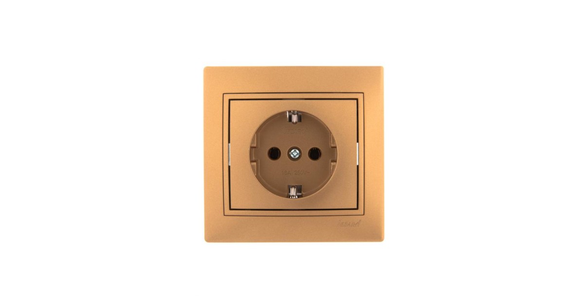 Купить Розетка 1-м СП Mira 16А IP20 с заземл. со вставкой керамика зол. метал. 701-1313-122 Lezard оптом в Москве