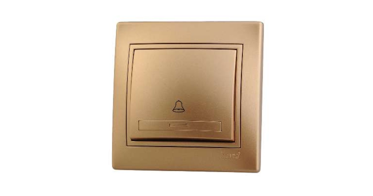 Купить Выключатель кнопочный 1-кл. СП Mira зол. метал. 701-1313-103 Lezard оптом в Москве