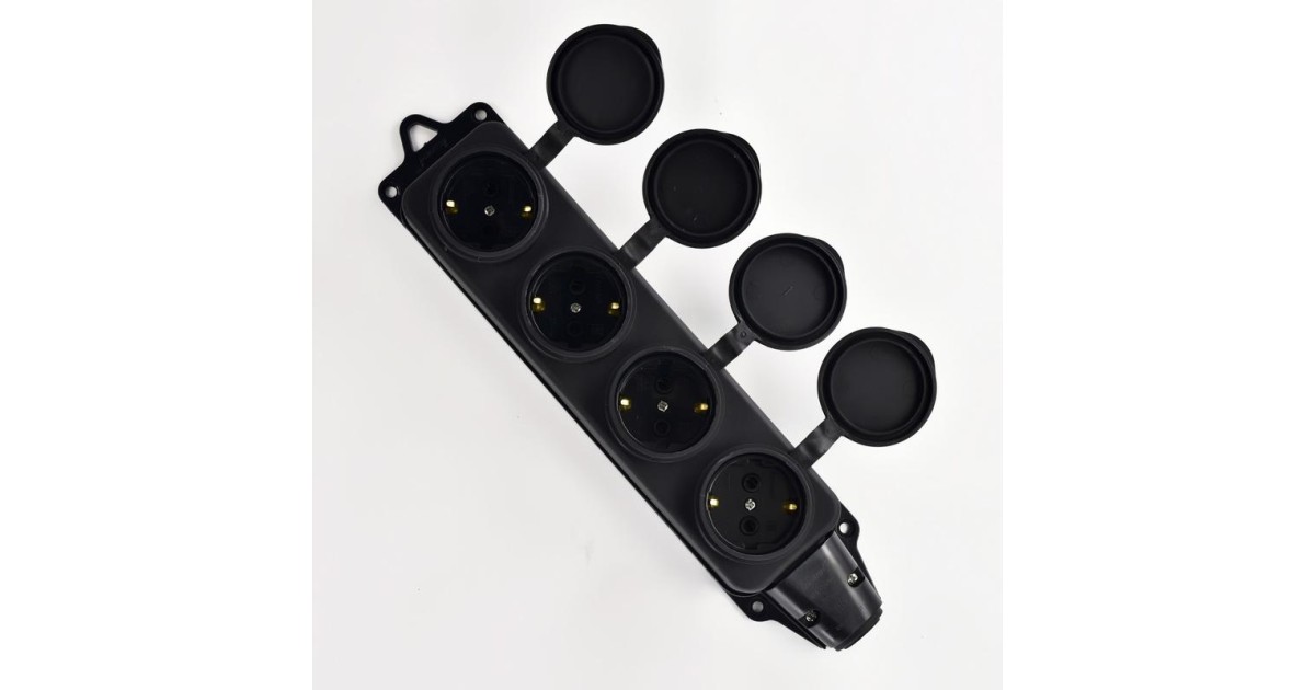 Купить Колодка 4-м 16А IP44 2P+PE 220-240В с защ. крышками каучук 106-0400-0107/107 Lezard оптом в Москве