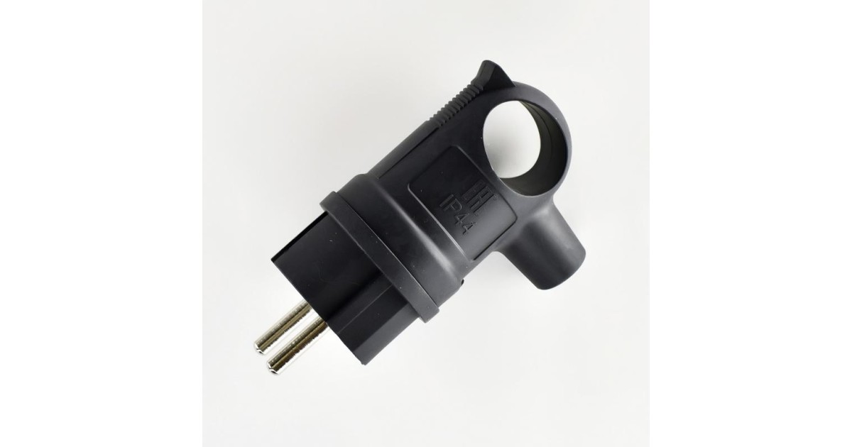 Купить Вилка 16А 2P+PE 220-240В с ручкой каучук 106-0400-0109/109 Lezard оптом в Москве