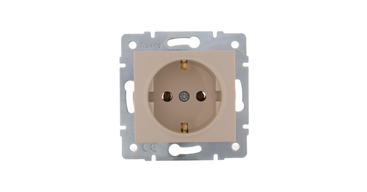 Купить Розетка 1-м СП Karina с заземл. термопласт механизм крем. 707-0388-122B Lezard оптом в Москве