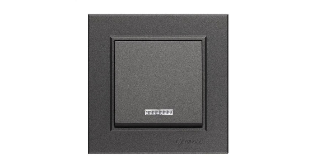 Купить Выключатель 1-кл. СП Karea 10А IP20 дым. металлик с подсветкой 56050021 Makel оптом в Москве