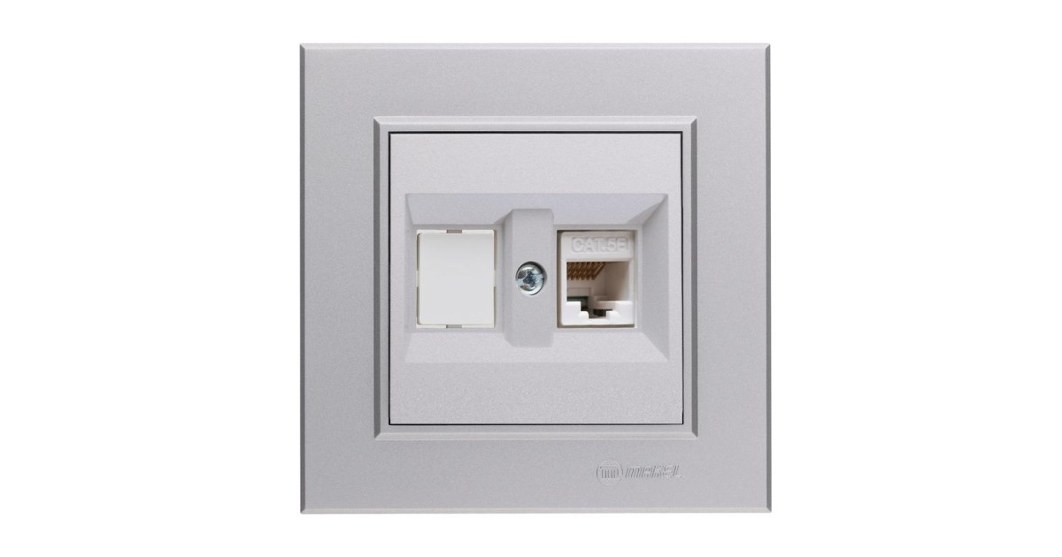 Купить Розетка компьютерная+гнездо СП Karea 16А IP20 CAT 5 сереб. 56065035 Makel оптом в Москве