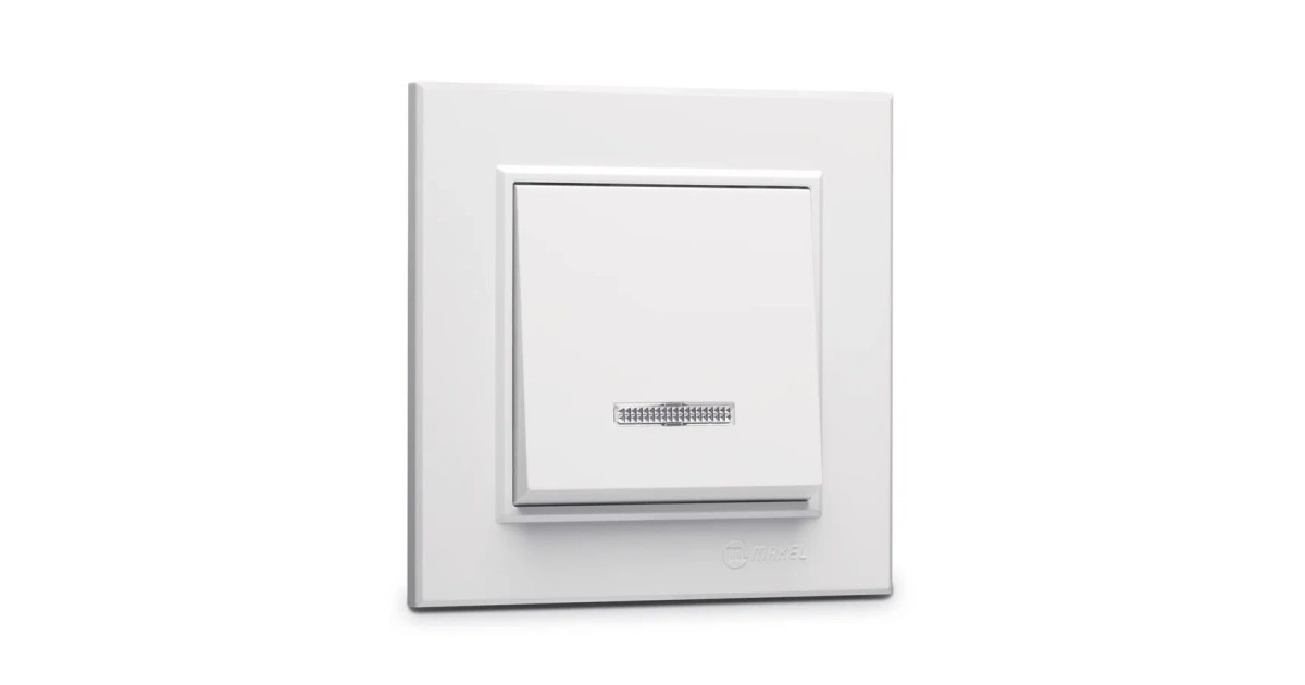 Купить Выключатель 1-кл. СП Karea 10А IP20 с подсветкой бел. 56001021 Makel оптом в Москве