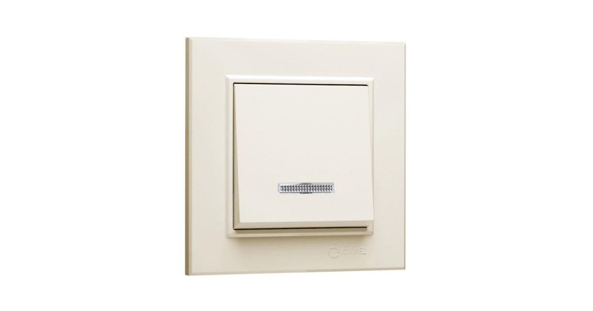 Купить Выключатель 1-кл. СП Karea 10А IP20 с подсветкой крем. 56010021 Makel оптом в Москве