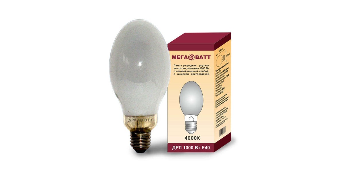 Купить Лампа газоразрядная ртутная ДРЛ 1000 E40 (9) 03079 МЕГАВАТТ оптом в Москве