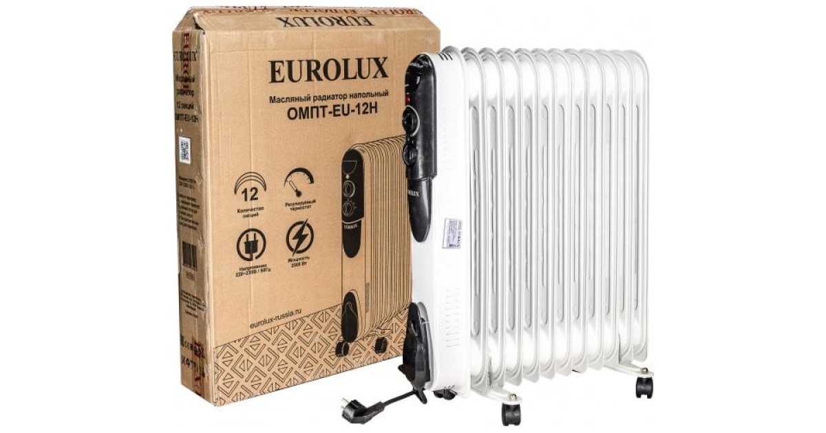 Купить Радиатор масляный 12 секц. 2500Вт ОМПТ-EU-12Н 67/3/20 EUROLUX оптом в Москве