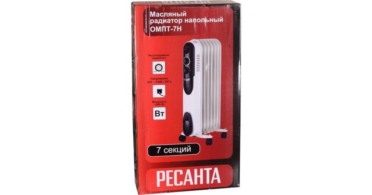 Купить Радиатор масляный 7 секц. 1500Вт ОМПТ- 7Н 67/3/3 Ресанта оптом в Москве