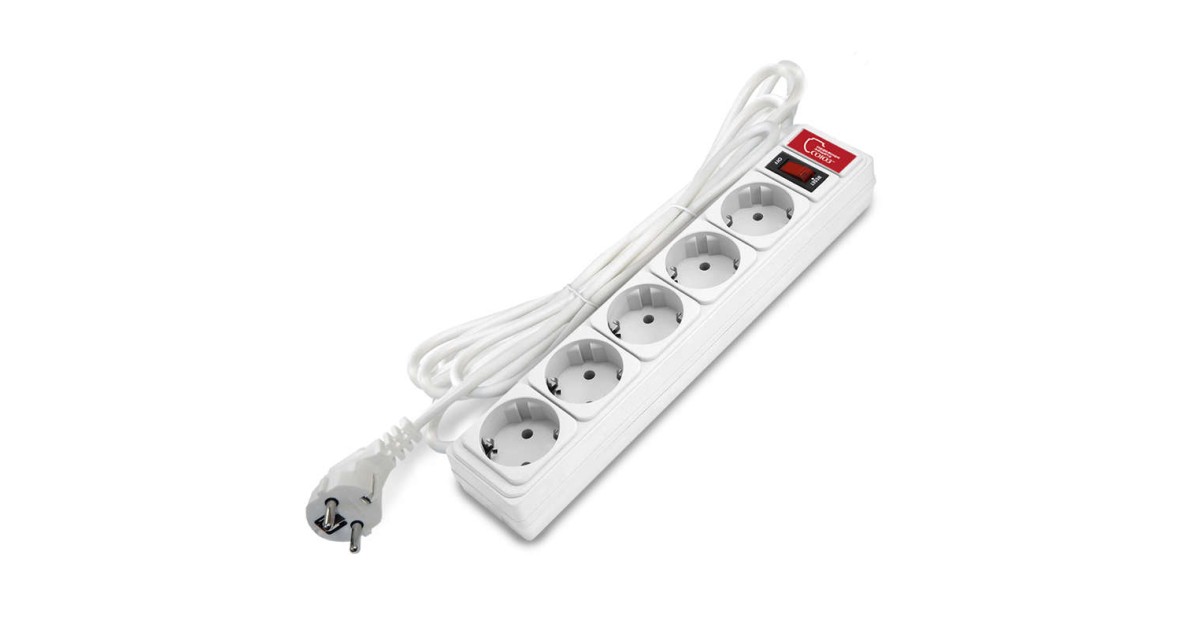 Купить Удлинитель с сетевым фильтром 5х3м 10А IP21 ПВС 3х0.75 бел. 1325 Союз оптом в Москве