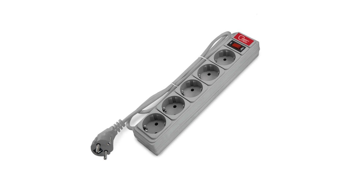 Купить Удлинитель с сетевым фильтром 5х1.5м 10А IP21 ПВС 3х0.75 сер. 1328 Союз оптом в Москве