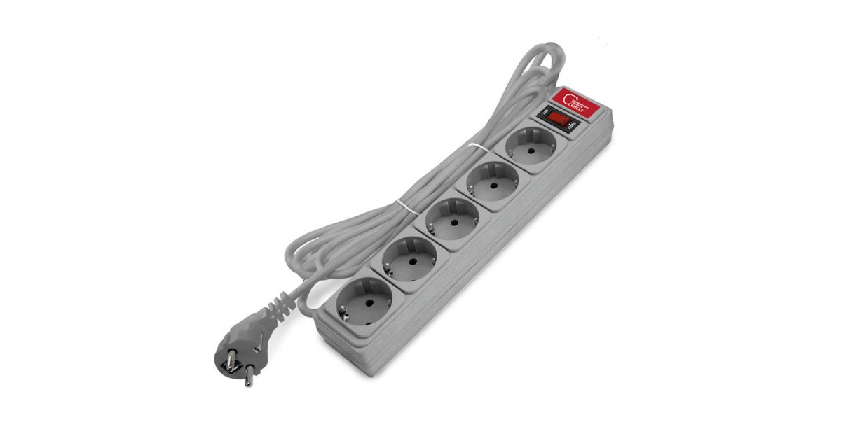 Купить Удлинитель с сетевым фильтром 5х3м 10А IP21 ПВС 3х0.75 сер. 1329 Союз оптом в Москве