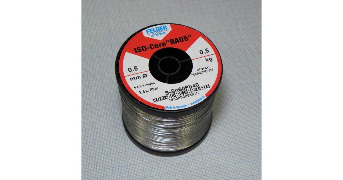 Купить Припой Sn60Pb40 RA05  0.5мм 500гр FELDER оптом в Москве