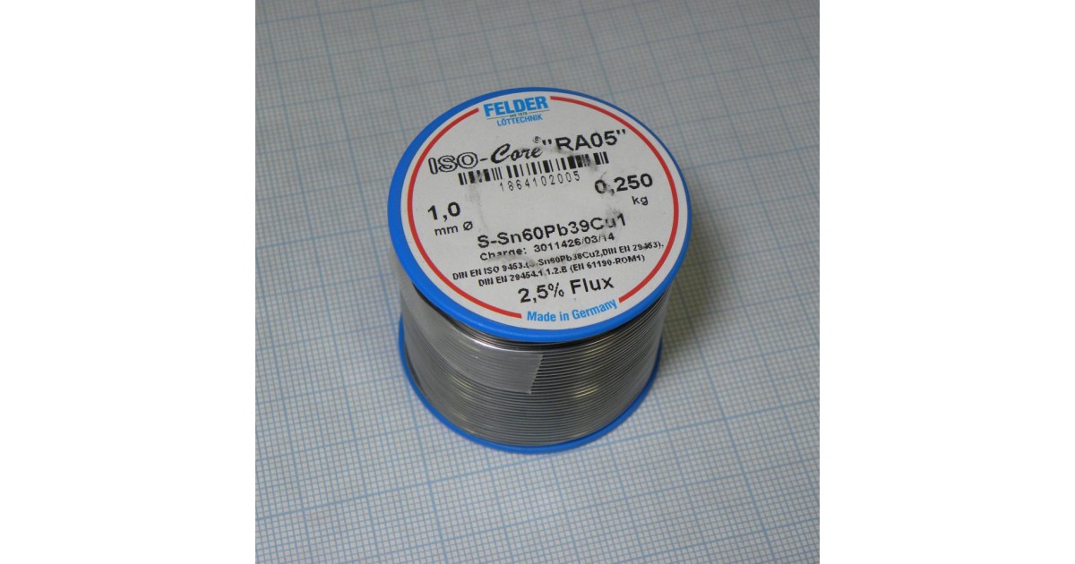 Купить Припой Sn60Pb39Cu1 RA05  1.0мм 250гр FELDER оптом в Москве