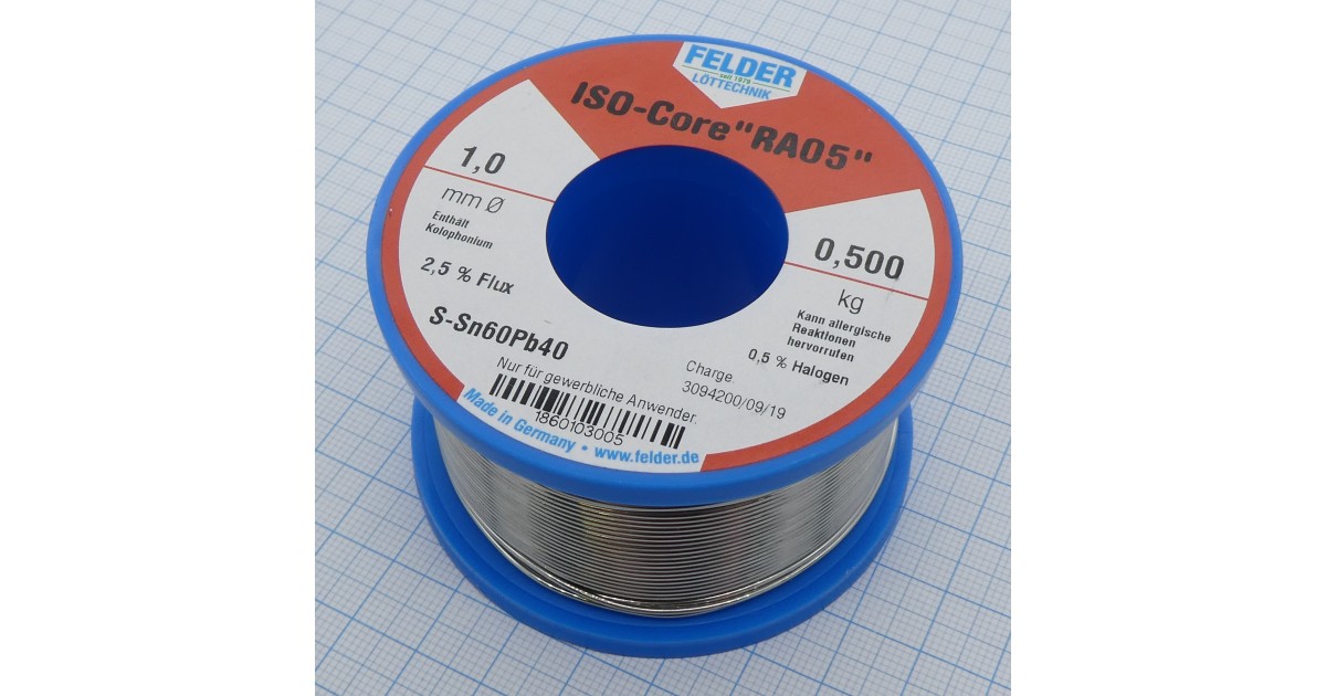 Купить Припой Sn60Pb40 RA05  1.0мм 500гр FELDER оптом в Москве