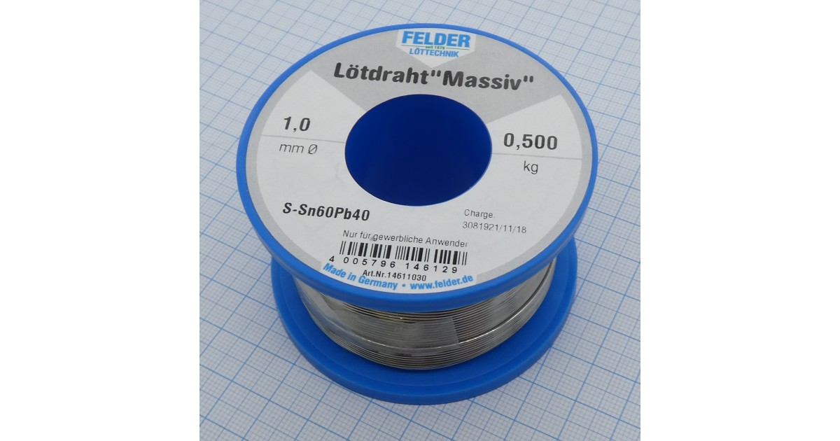 Купить Припой Sn60Pb40  1.0мм 500гр.без флюса FELDER оптом в Москве