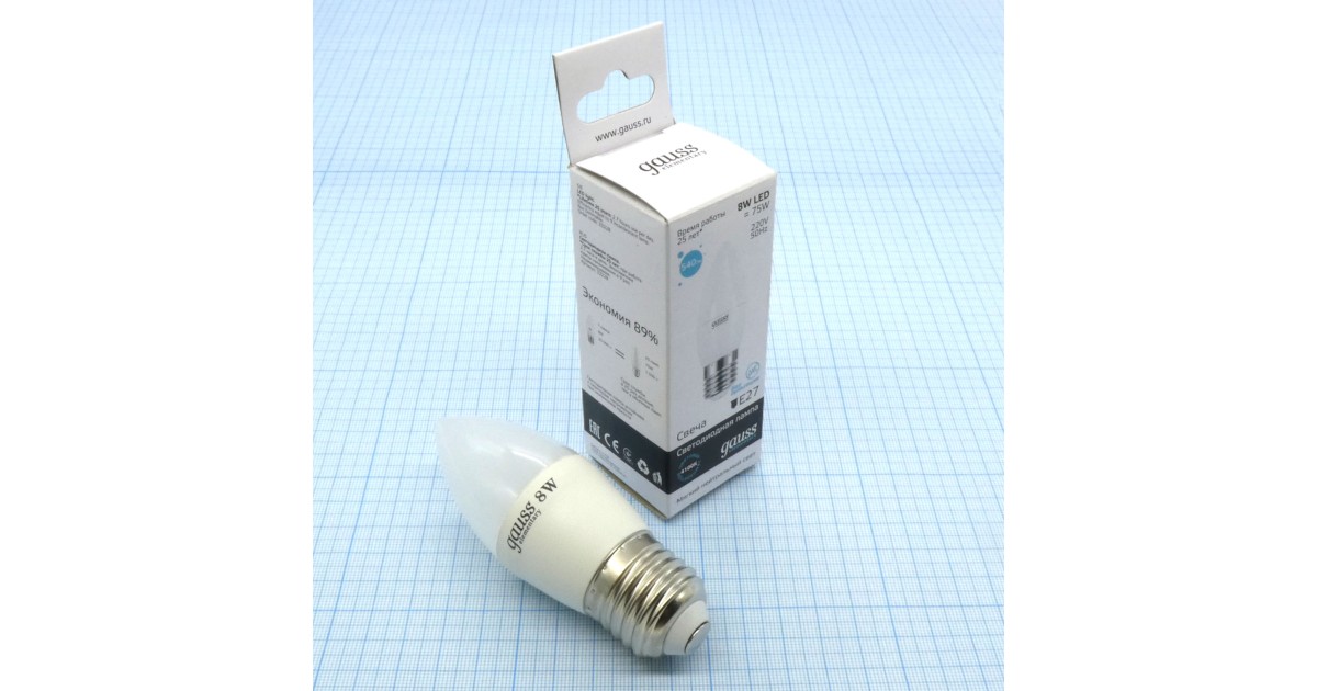Купить Лампа LED Gauss 8W хол свеча (259) Gauss оптом в Москве