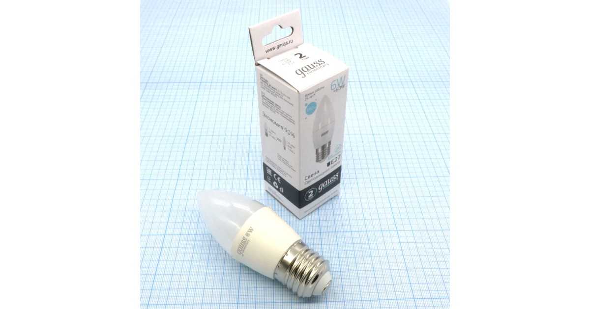 Купить Лампа LED Gauss 6W хол свеча (231) Gauss оптом в Москве