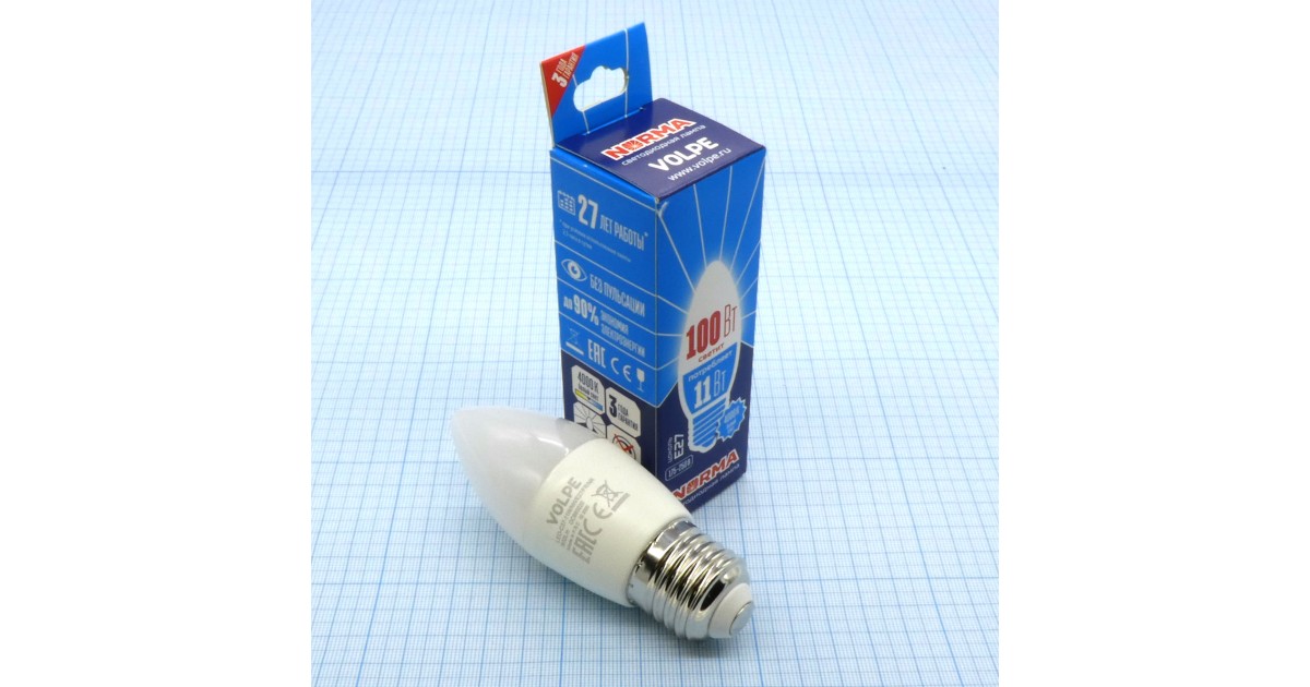 Купить Лампа LED Volpe 11W хол.свеча (264) Volpe оптом в Москве